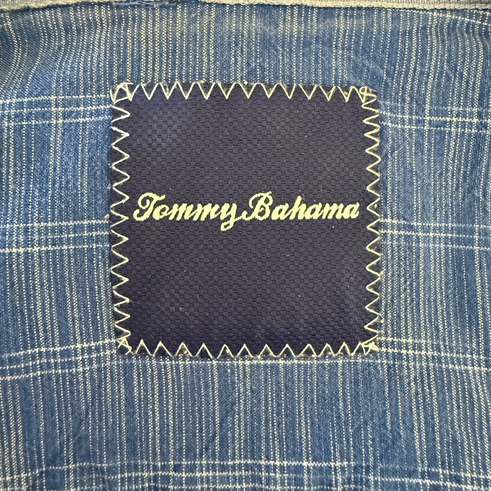 Tommy Bahama Blue Checkered Silk Button Down Shirt - Picture 2 of 7